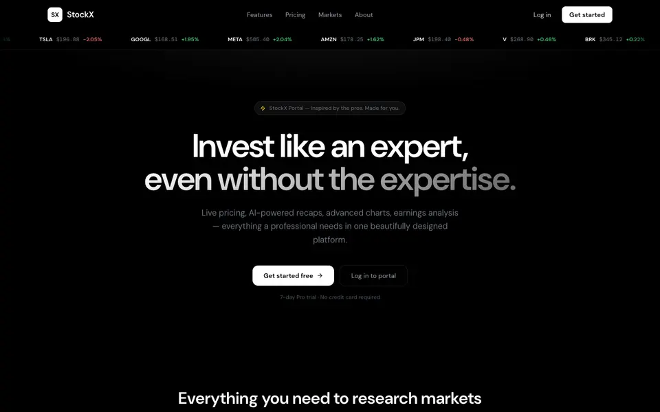 StockX AI Portal screenshot